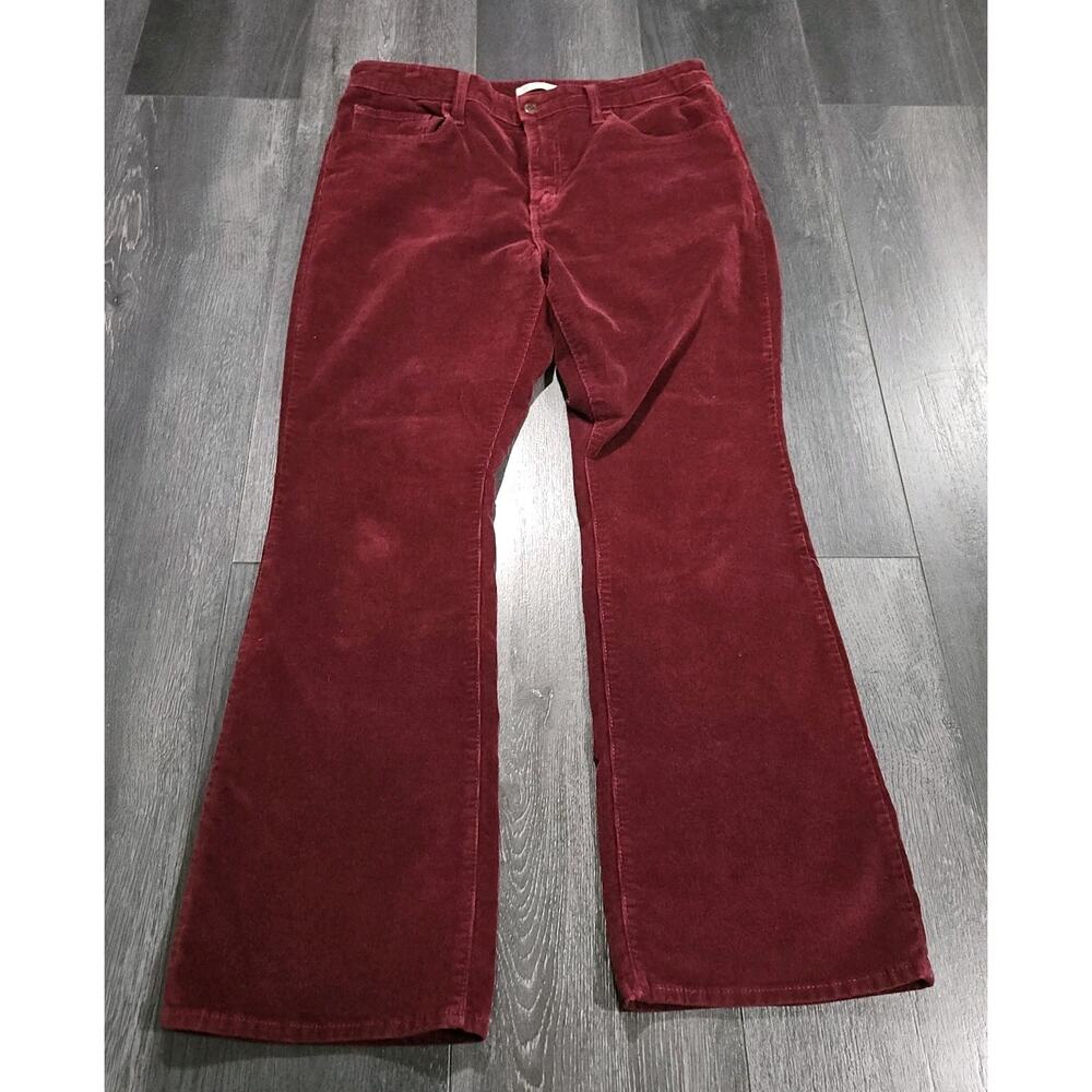 Levis 725 High Rise Bootcut Corduroy Pants Women 32x29 Burgundy Stretch Cowgirl